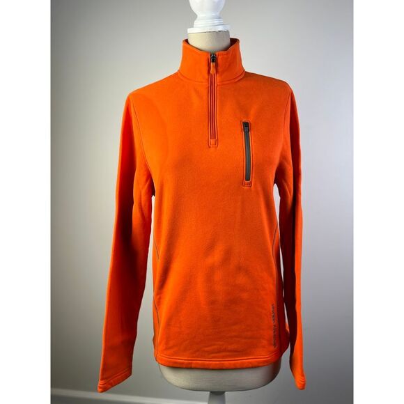 Under Armour Orange Athletic Pullover‎ Zip Fleece Active Sportswear Pullover S/P - Picture 1 of 5